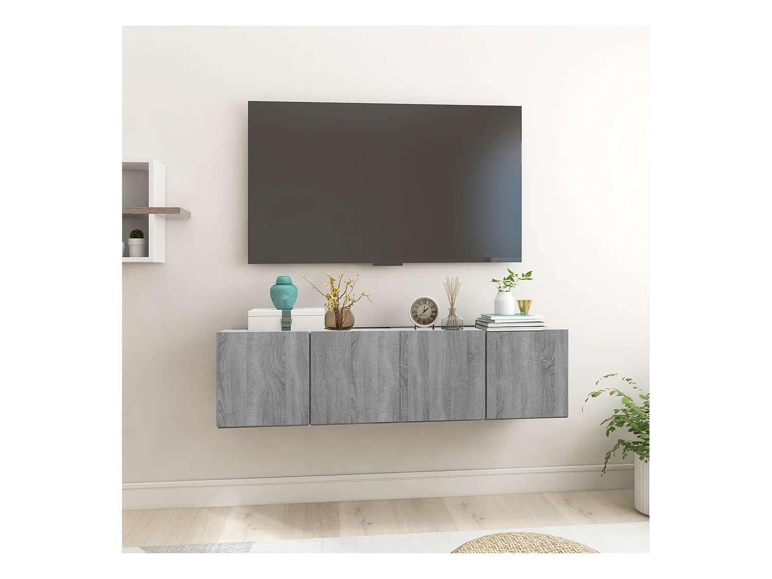 Meuble TV | Banc TV | Armoire TV suspendu Gris Sonoma 2 pcs 60x30x30 cm Bois d'ingénierie