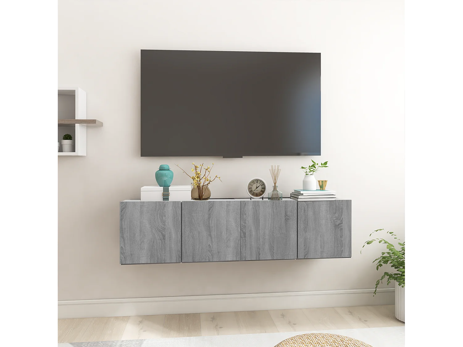 Tv-hangmeubelen | Tv-Banken | TV-kasten 2 st 60x30x30 cm bewerkt hout grijs sonoma