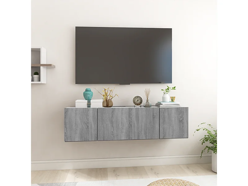 Tv-hangmeubelen | Tv-Banken | TV-kasten 2 st 60x30x30 cm bewerkt hout grijs sonoma