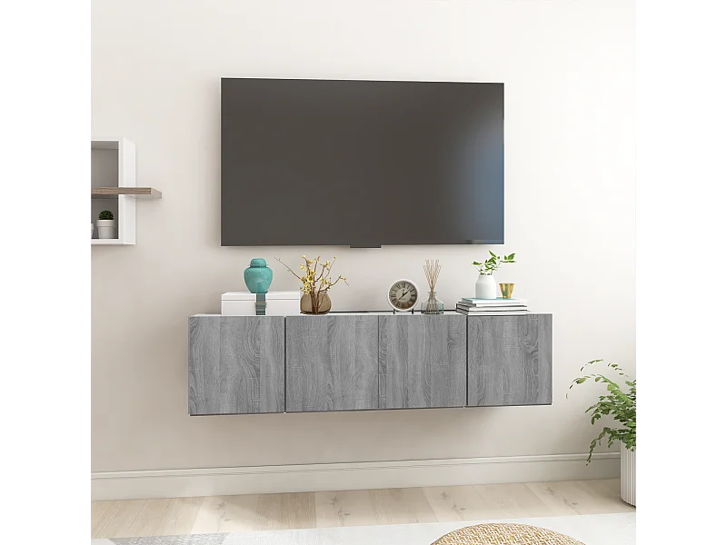 Tv-hangmeubelen | Tv-Banken | TV-kasten 2 st 60x30x30 cm bewerkt hout grijs sonoma