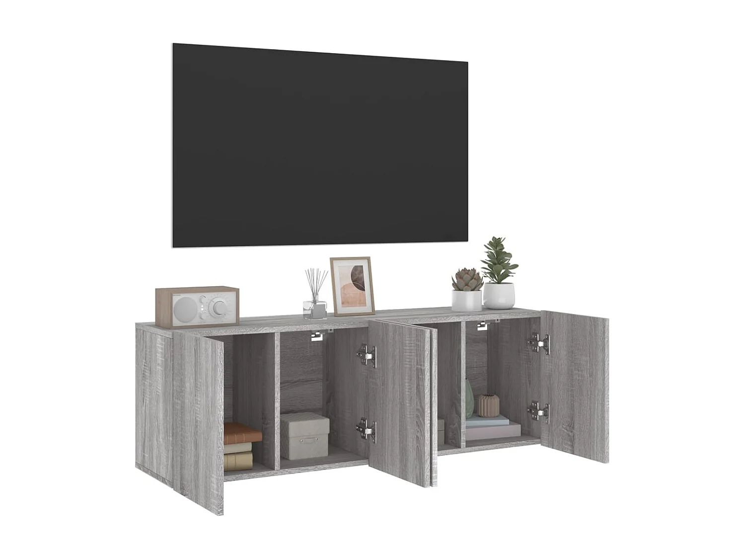 muebles para TV  | Gabinetes de TV |  Muebles de salón de pared 2 unidades gris Sonoma 60x30x41 cm
