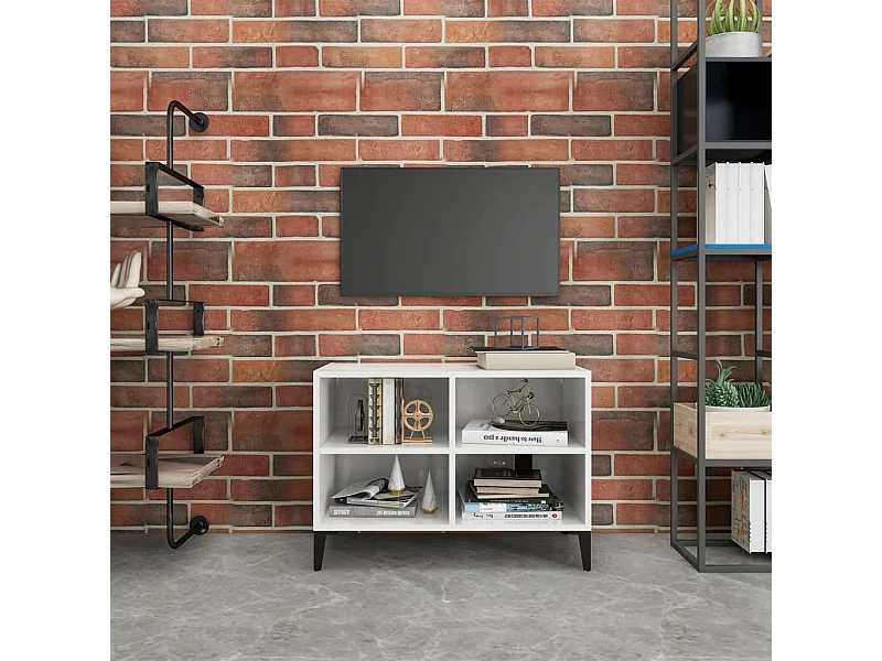 Mueble de TV | Mueble de salón con patas de metal blanco brillante 69,5x30x50 cm