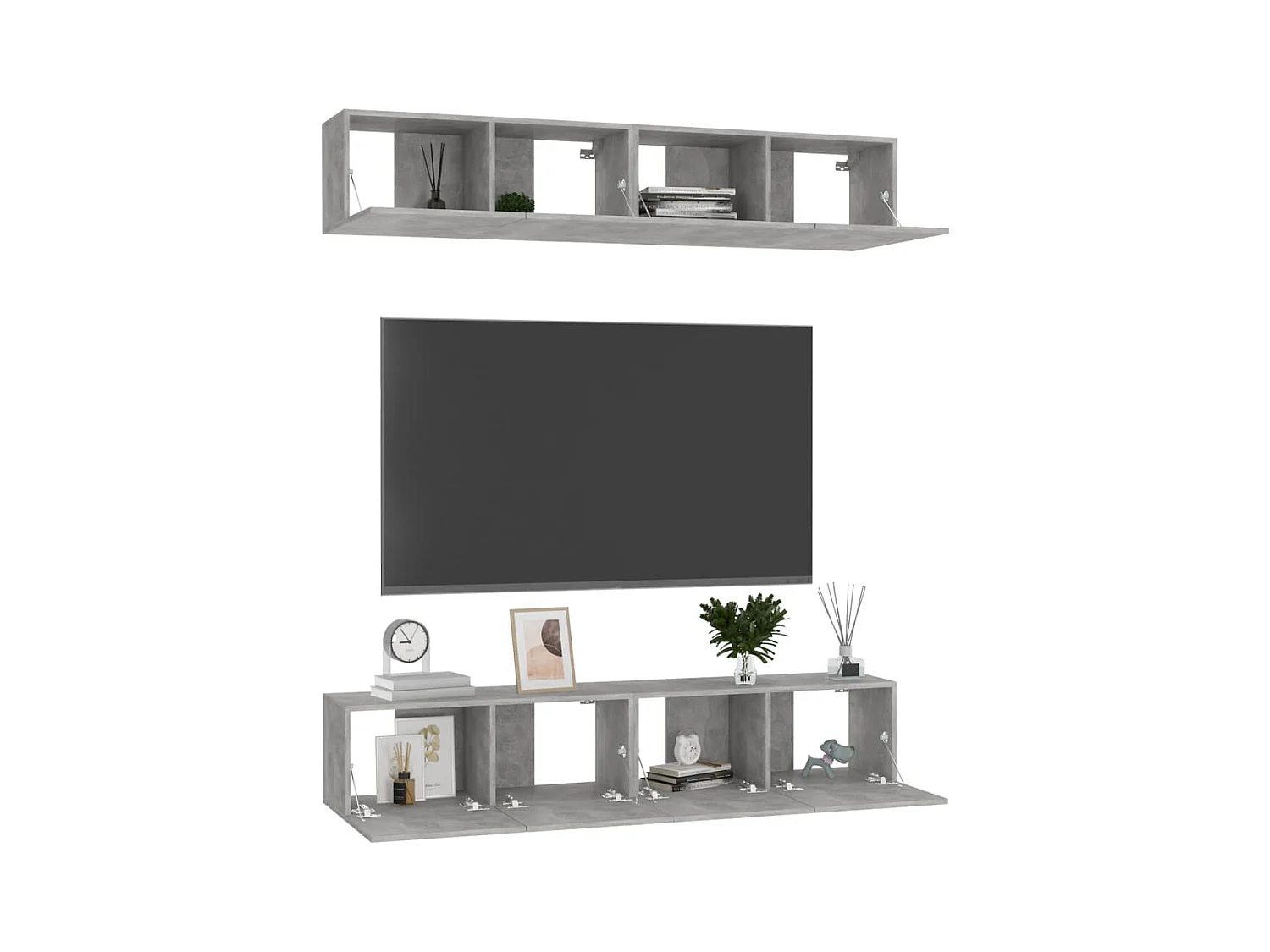 Juego de muebles de salón | Gabinetes de TV |  Muebles de TV 4 piezas gris hormigón 80x30x30 cm
