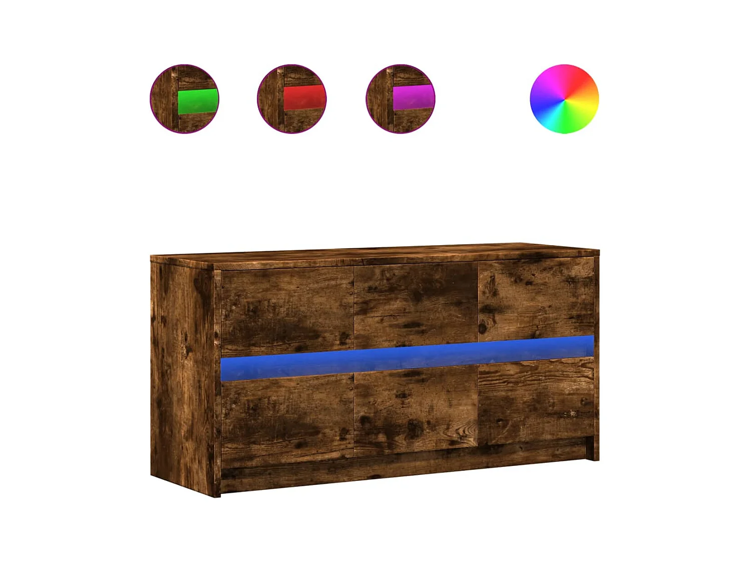 Mueble de TV | Mueble de salón LED madera ingeniería roble ahumado 100x34x50 cm