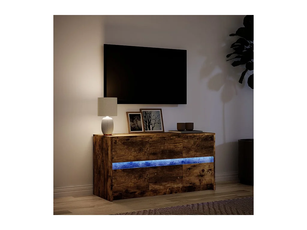 Mueble de TV | Mueble de salón LED madera ingeniería roble ahumado 100x34x50 cm