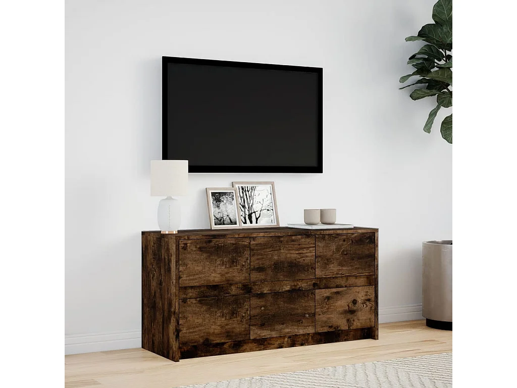 Mueble de TV | Mueble de salón LED madera ingeniería roble ahumado 100x34x50 cm