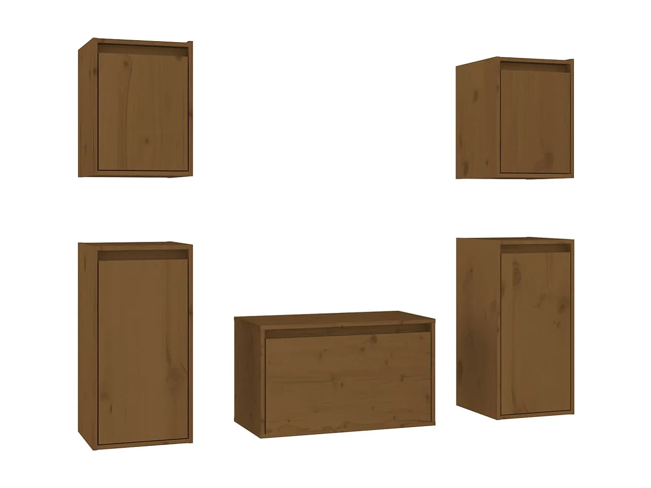 Meubles TV | Bancs TV | Armoires TV 5 pcs Marron miel Bois massif de pin