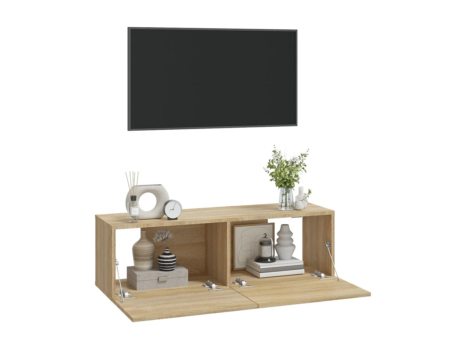 Meubles TV | Bancs TV | Armoires TV muraux 2pcs chêne sonoma 100x30x30cm bois ingénierie