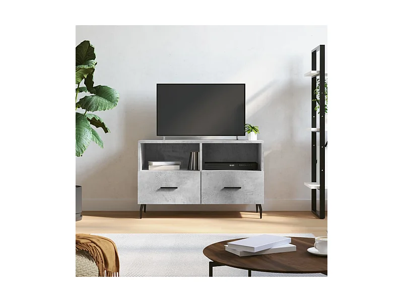 Mueble para TV  | Gabinete de TV |  Mueble de salón madera contrachapada gris hormigón 80x36x50 cm