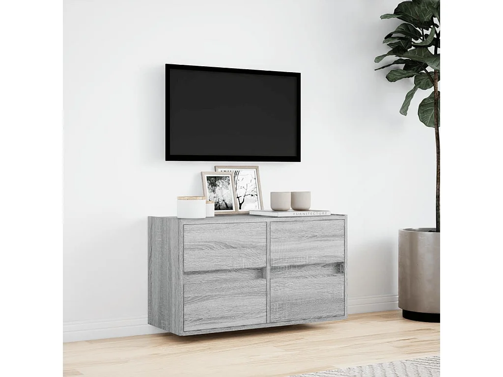 Tv-wandmeubel | TV-kast | Tv-Bank met LED 80x31x45 cm grijs sonoma eikenkleurig