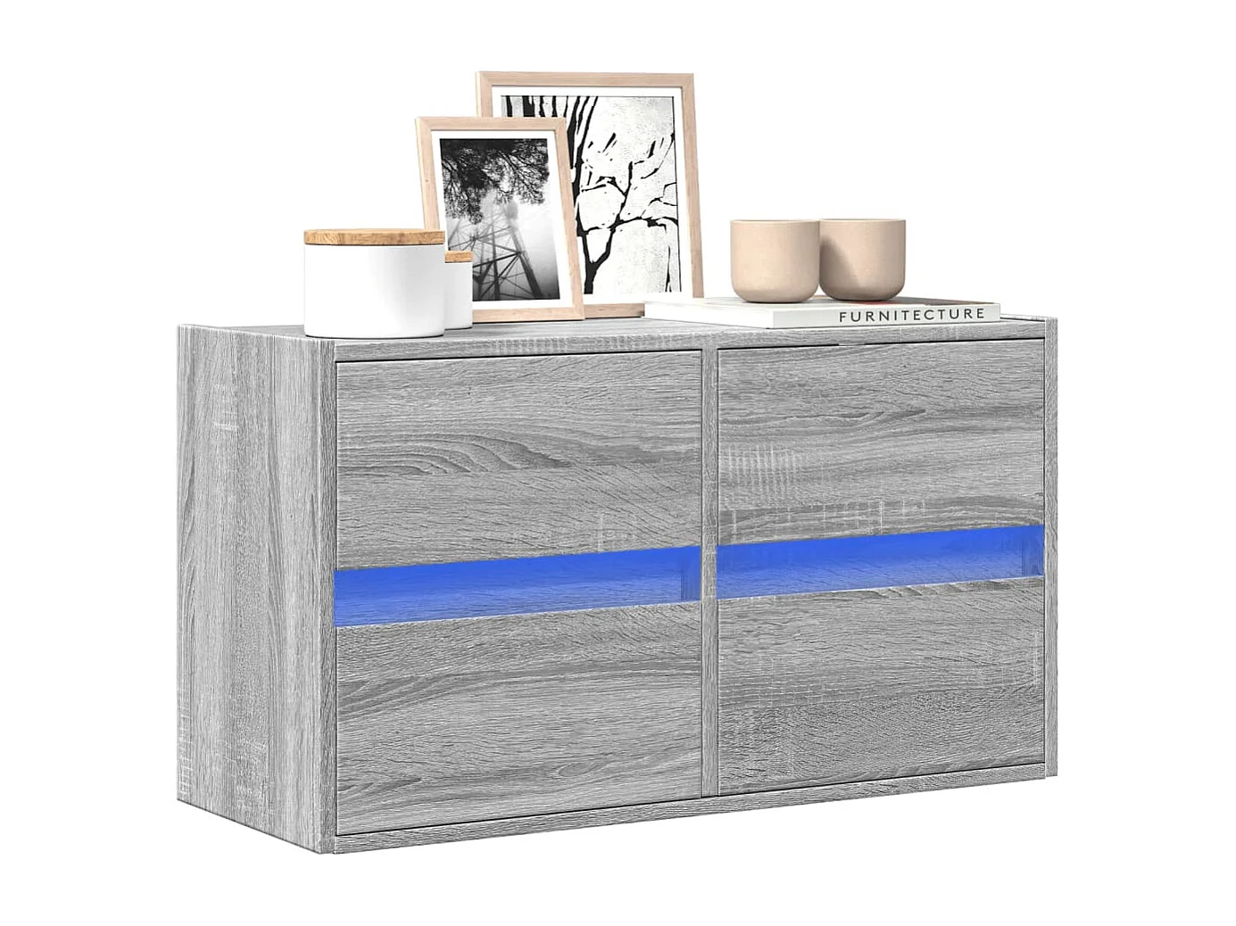 Mueble de TV | Mueble de salón de pared con luces LED gris Sonoma 80x31x45 cm