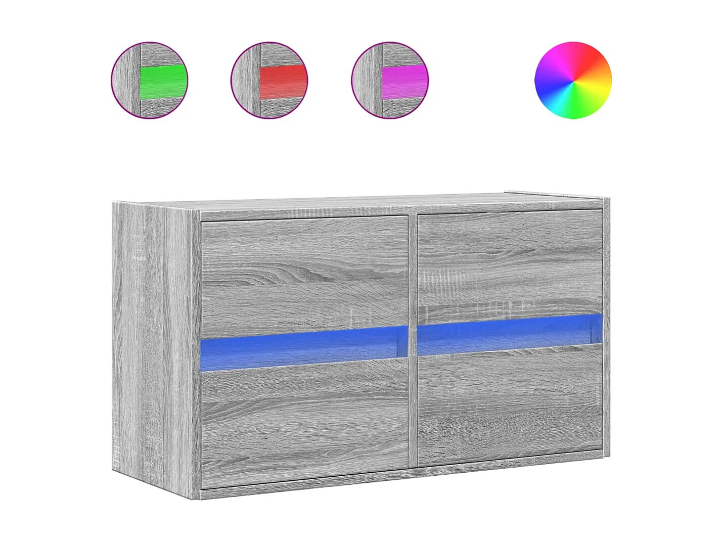 Mueble de TV | Mueble de salón de pared con luces LED gris Sonoma 80x31x45 cm