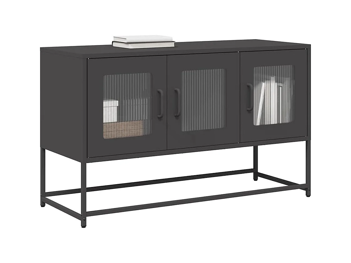 Mueble para TV  | Gabinete de TV |  Mueble de salón acero laminado en frío negro 100,5x39x60,5 cm