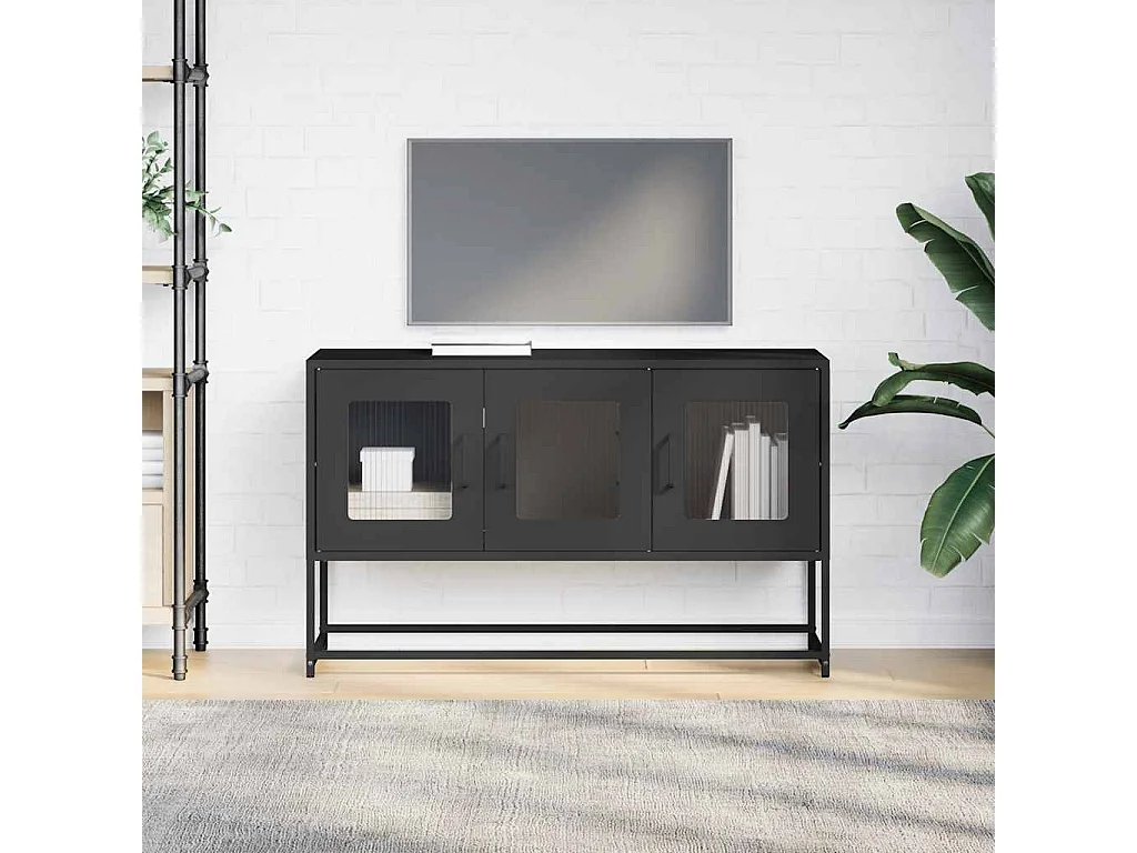 Meuble TV | Banc TV | Armoire TV noir 100,5x39x60,5 cm acier laminé à froid