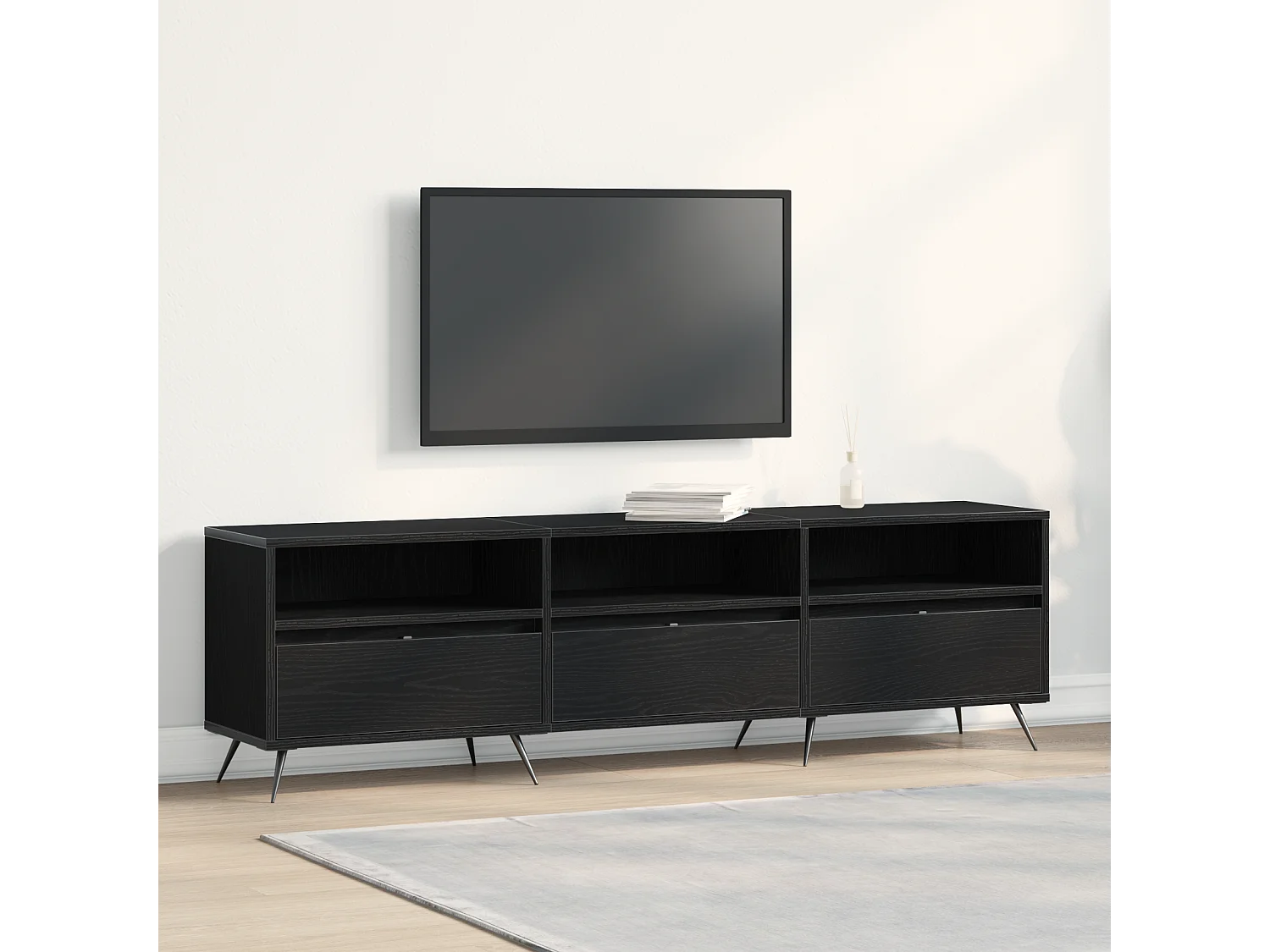 Gabinete de TV | Mueble de TV | Mueble de salón Roble negro 150 x 30 x 44.5 cm