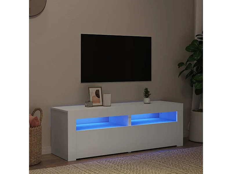 Mueble para TV  | Gabinete de TV |  Mueble de salón con luces LED blanco 120x35x40 cm