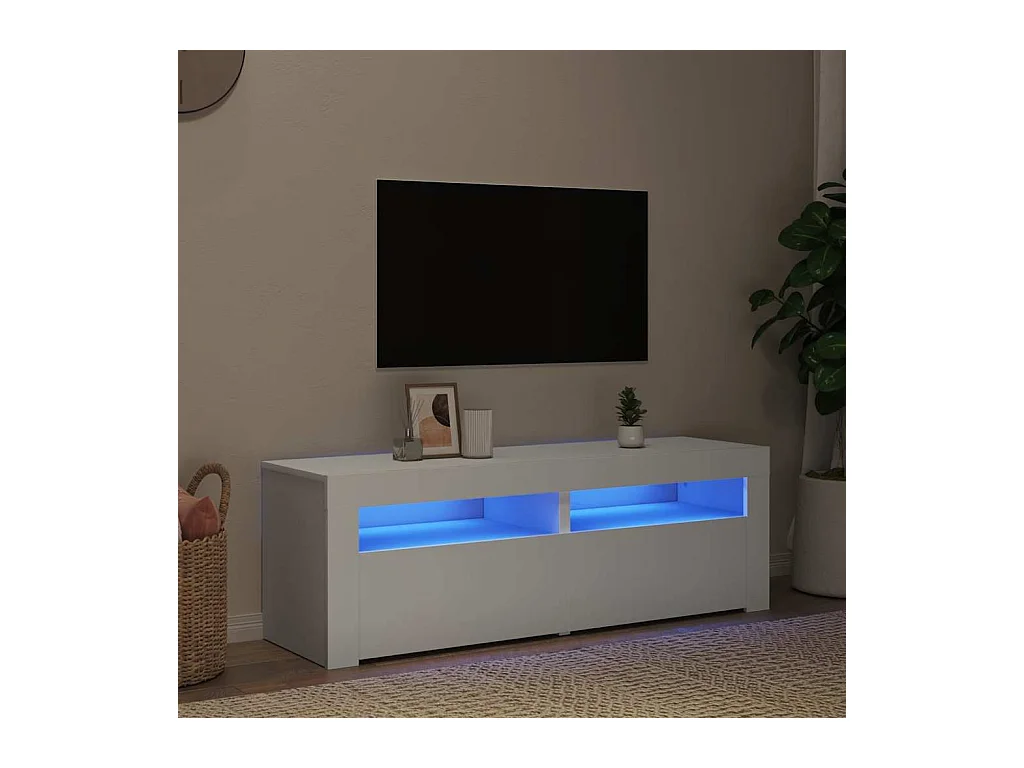 Meuble TV | Banc TV | Armoire TV avec lumières LED blanc 120x35x40 cm