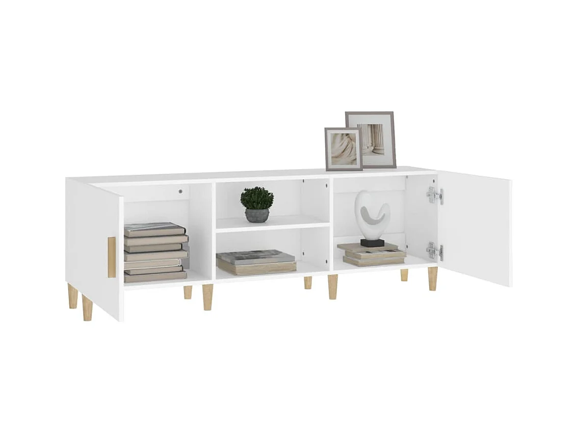 Mueble para TV  | Gabinete de TV |  Mueble de salón madera contrachapada blanco 150x30x50 cm