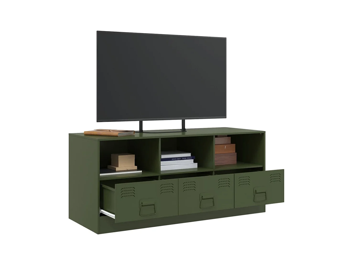 Mueble de TV | Mueble de salón de acero verde oliva 99x39x44 cm