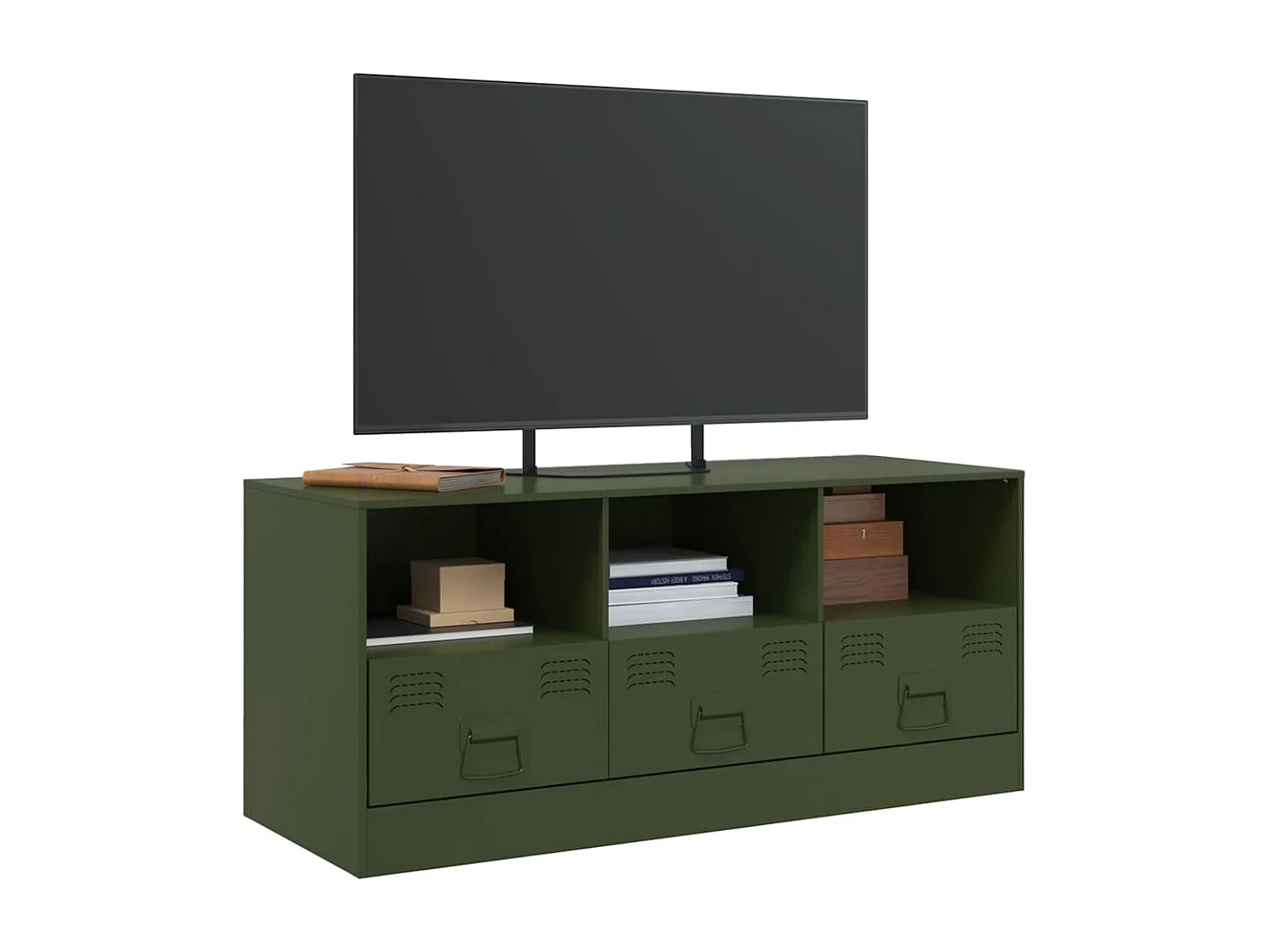 Mueble de TV | Mueble de salón de acero verde oliva 99x39x44 cm