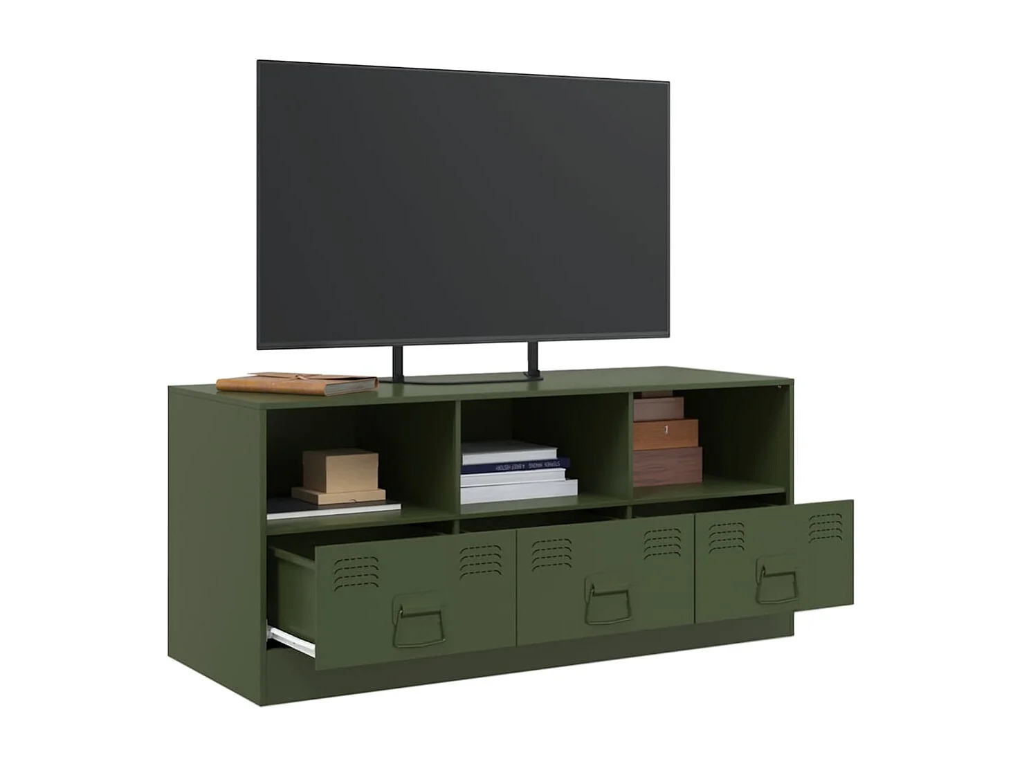 Mueble de TV | Mueble de salón de acero verde oliva 99x39x44 cm
