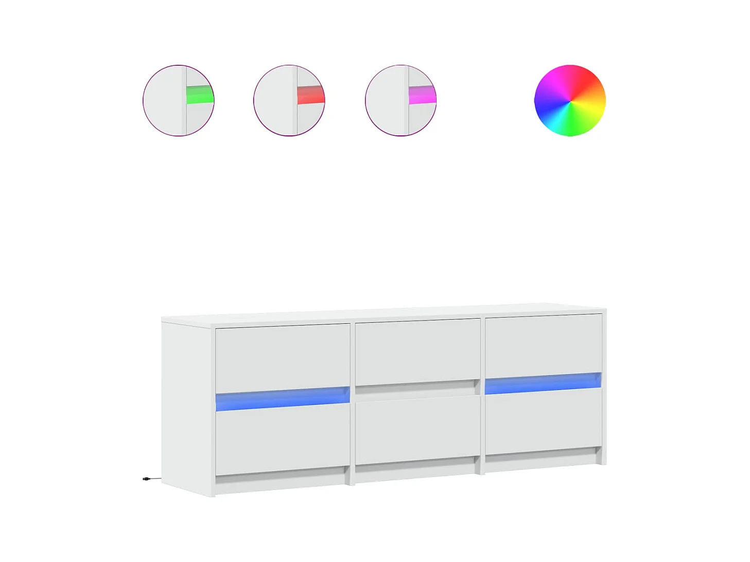 Tv-meubel | Tv-Bank | TV-kastmet LED 140x34x50 cm bewerkt hout wit