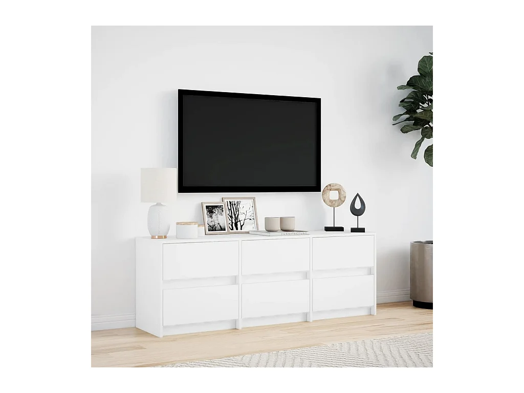 Tv-meubel | Tv-Bank | TV-kastmet LED 140x34x50 cm bewerkt hout wit