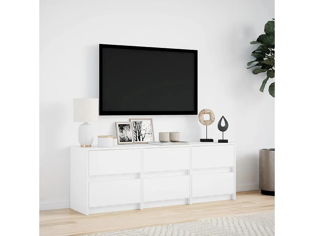 Meuble TV | Banc TV | Armoire TV avec LED blanc 140x34x50 cm bois d'ingénierie