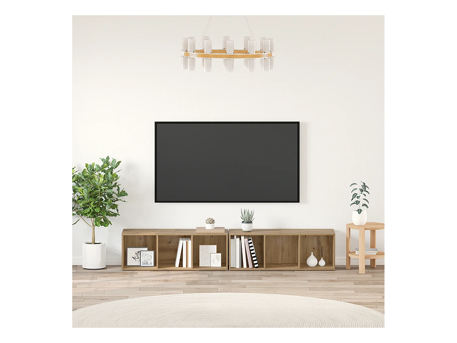 Conjunto de Mueble de TV | Mueble de salón Roble artesanal Madera contrachapada