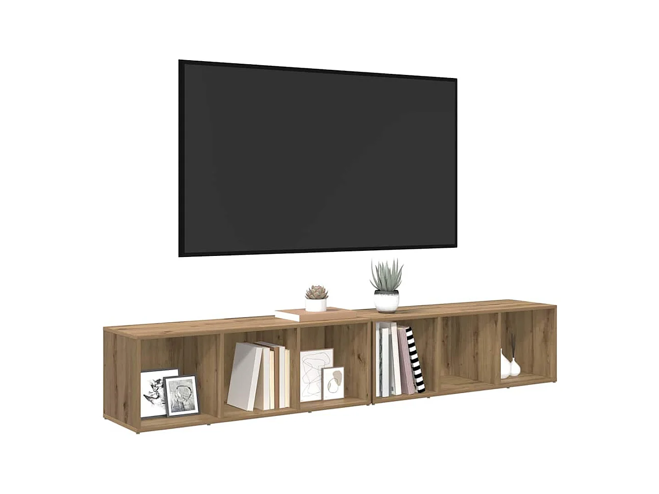 Conjunto de Mueble de TV | Mueble de salón Roble artesanal Madera contrachapada