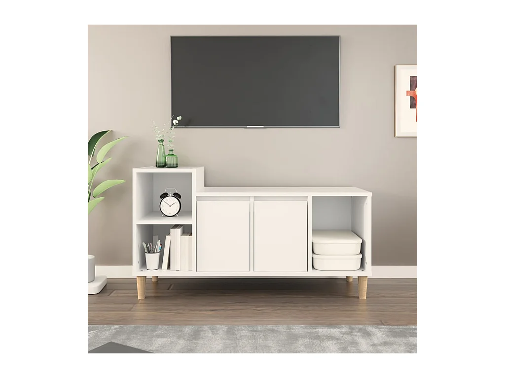 Mueble para TV  | Gabinete de TV |  Mueble de salón madera contrachapada blanco 100x35x55 cm