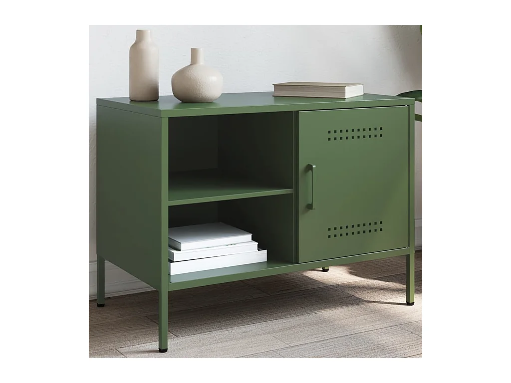 Meuble TV | Banc TV | Armoire TV vert olive 68x39x50,5 cm acier