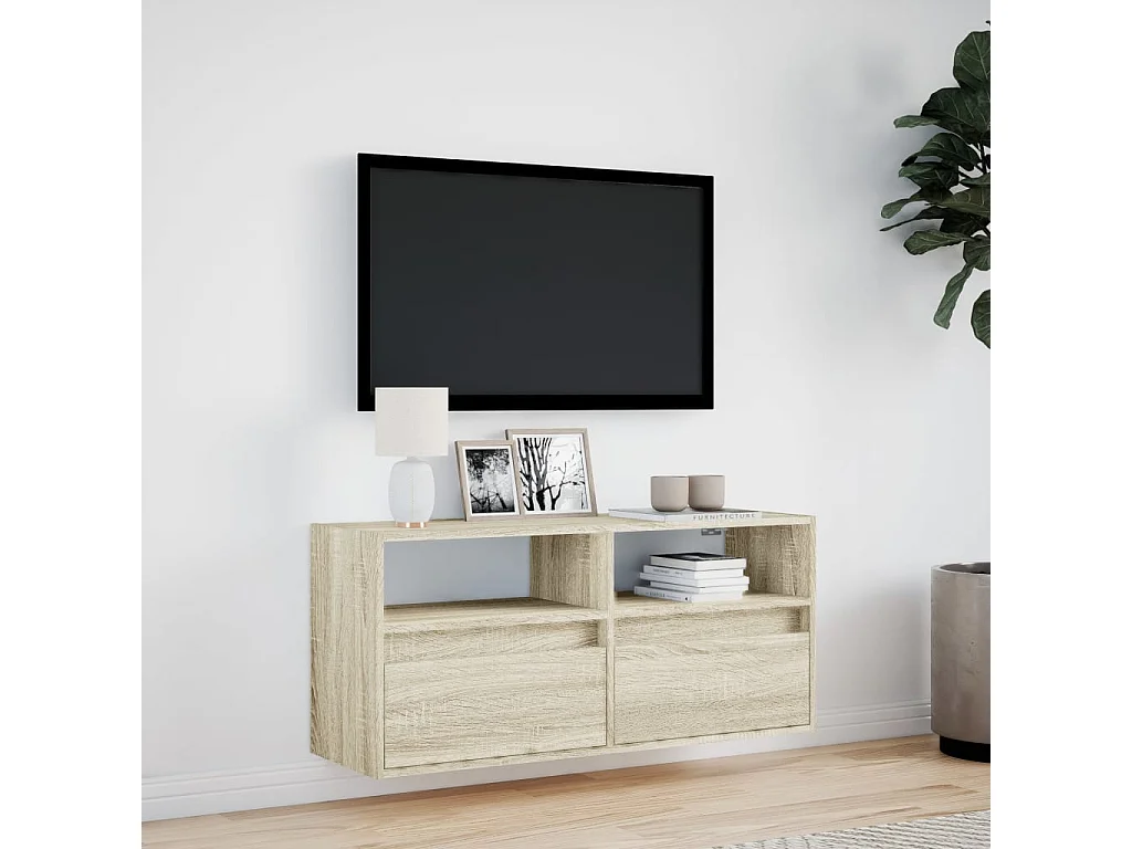 Tv-wandmeubel | TV-kast | Tv-Bank met LED-verlichting 100x31x45 cm sonoma eiken