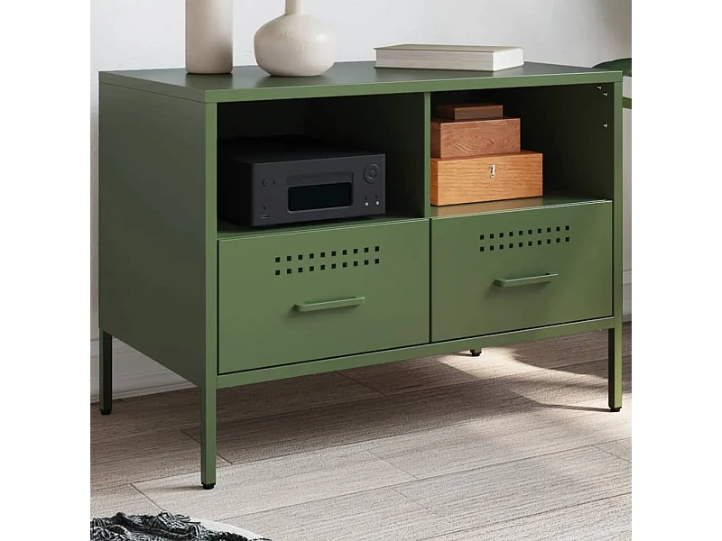 Mueble para TV  | Gabinete de TV |  Mueble de salón acero verde oliva 68x39x50,5 cm