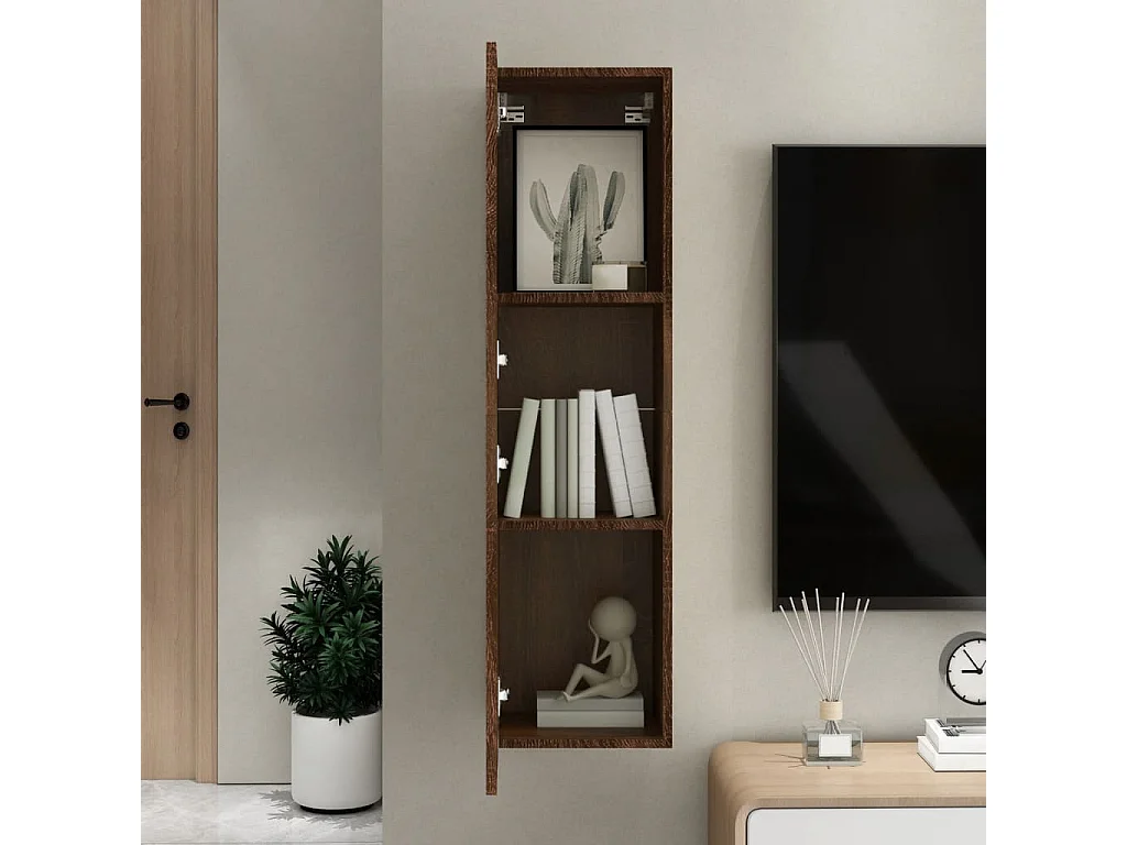 Mueble para TV  | Gabinete de TV |  Mueble de salón de pared color roble marrón 30,5x30x110 cm