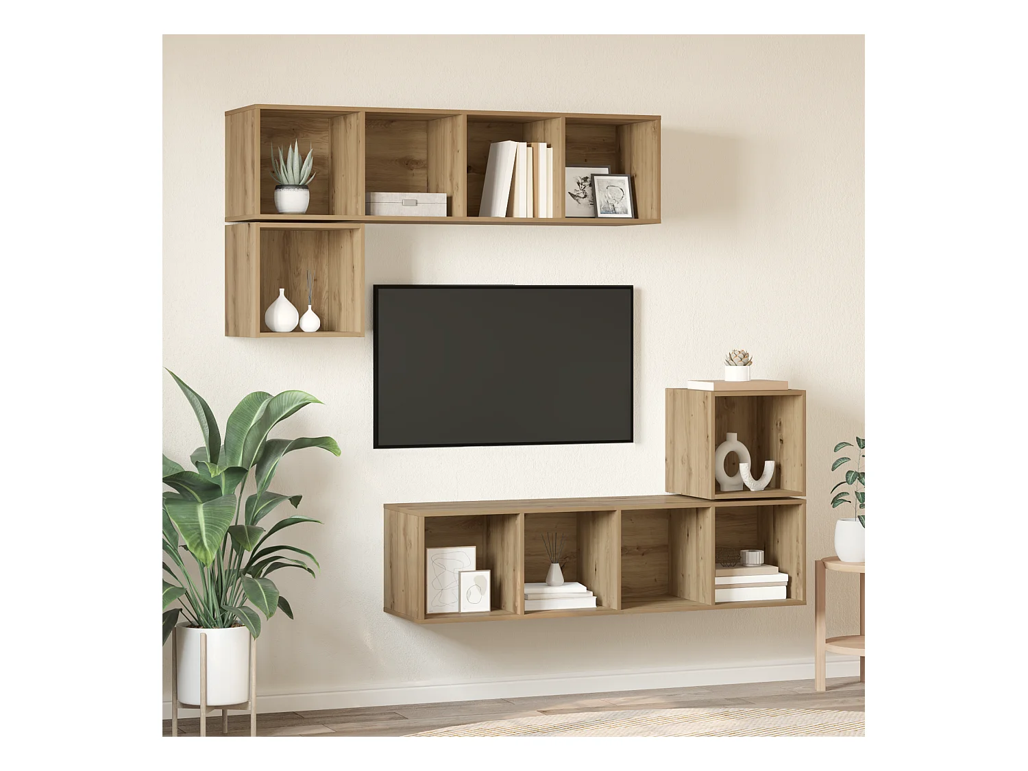 Conjunto de Mueble de TV | Mueble de salón 4 pcs Roble artisan 37 x 37 x 142.5 cm