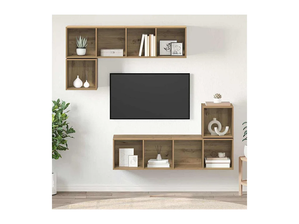 Conjunto de Mueble de TV | Mueble de salón 4 pcs Roble artisan 37 x 37 x 142.5 cm