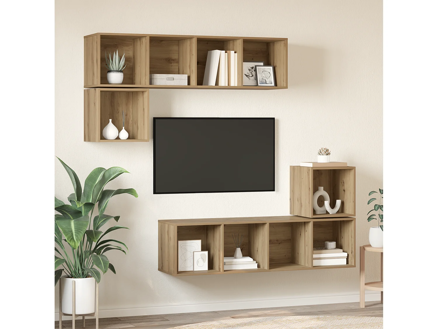 Ensemble meuble TV | Banc TV | Armoire TV 4 pcs chêne artisanal 37 x 37 x 142.5 cm