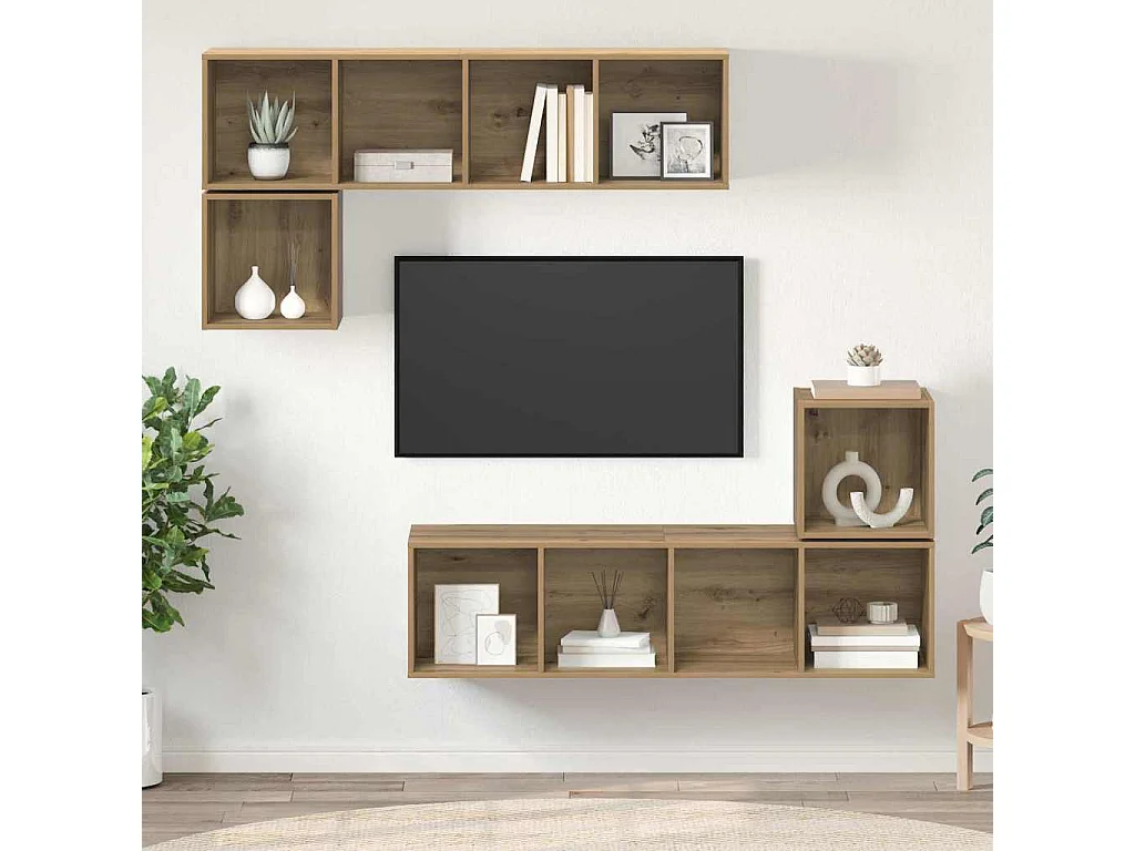 Ensemble meuble TV | Banc TV | Armoire TV 4 pcs chêne artisanal 37 x 37 x 142.5 cm