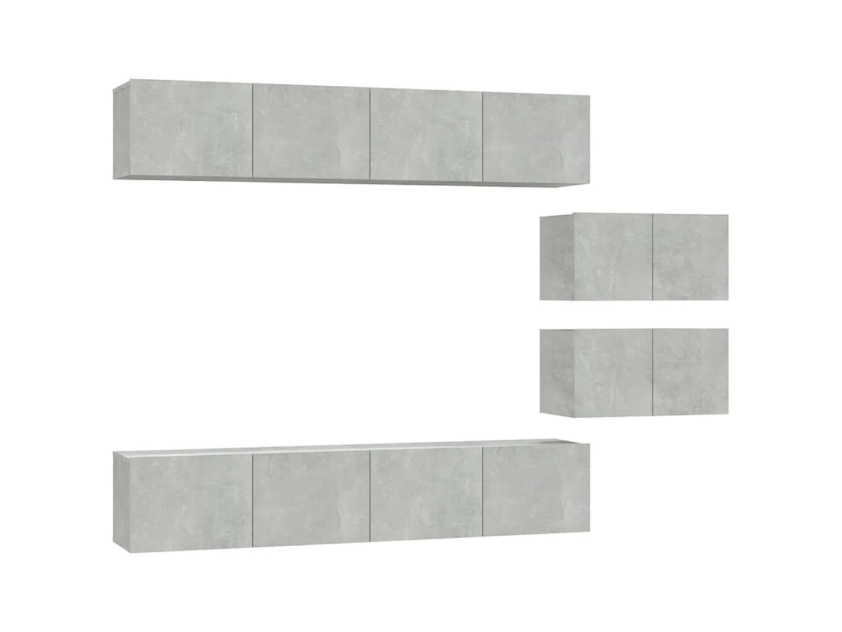 Set de muebles de TV | Gabinetes de TV |  Muebles de salón 6 pzas madera contrachapada gris hormigón