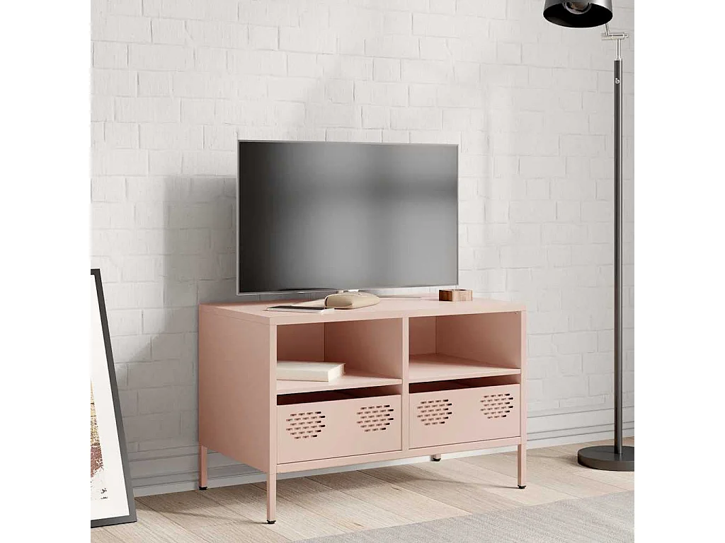 Meuble TV | Banc TV | Armoire TV rose 68x39x43,5 cm acier laminé à froid
