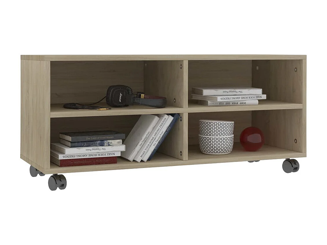 Meuble TV | Banc TV | Armoire TV avec roulettes Chêne sonoma Bois d'ingénierie