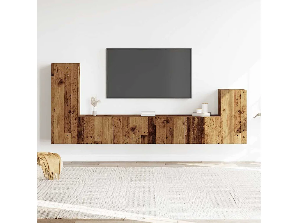 Ensemble de meuble TV | Banc TV | Armoire TV mural 4 pcs vieux bois bois d'ingénierie
