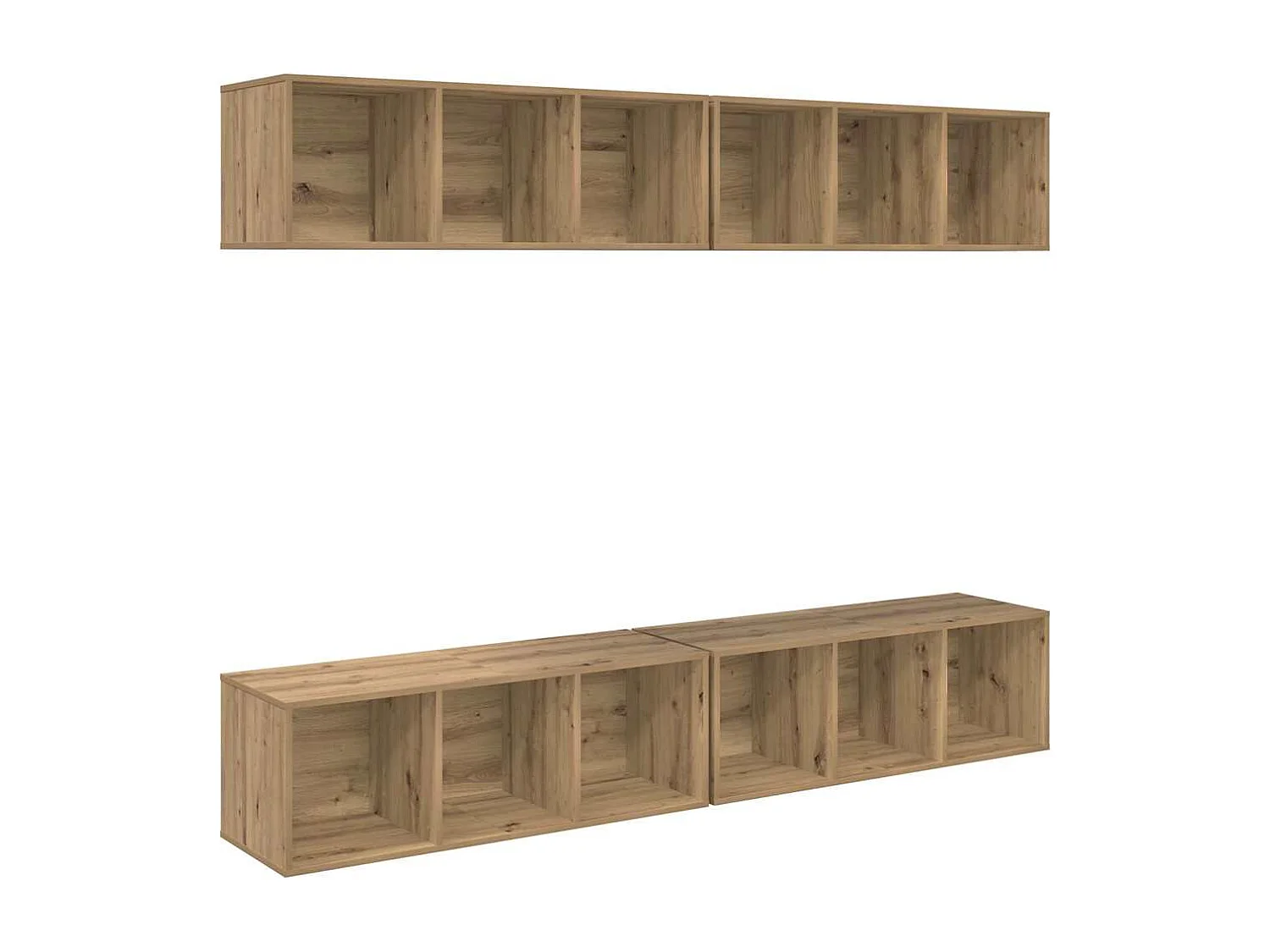 Meuble TV | Banc TV | Armoire TV mural 4 pcs chêne artisanal 37 x 37 x 107,5 cm