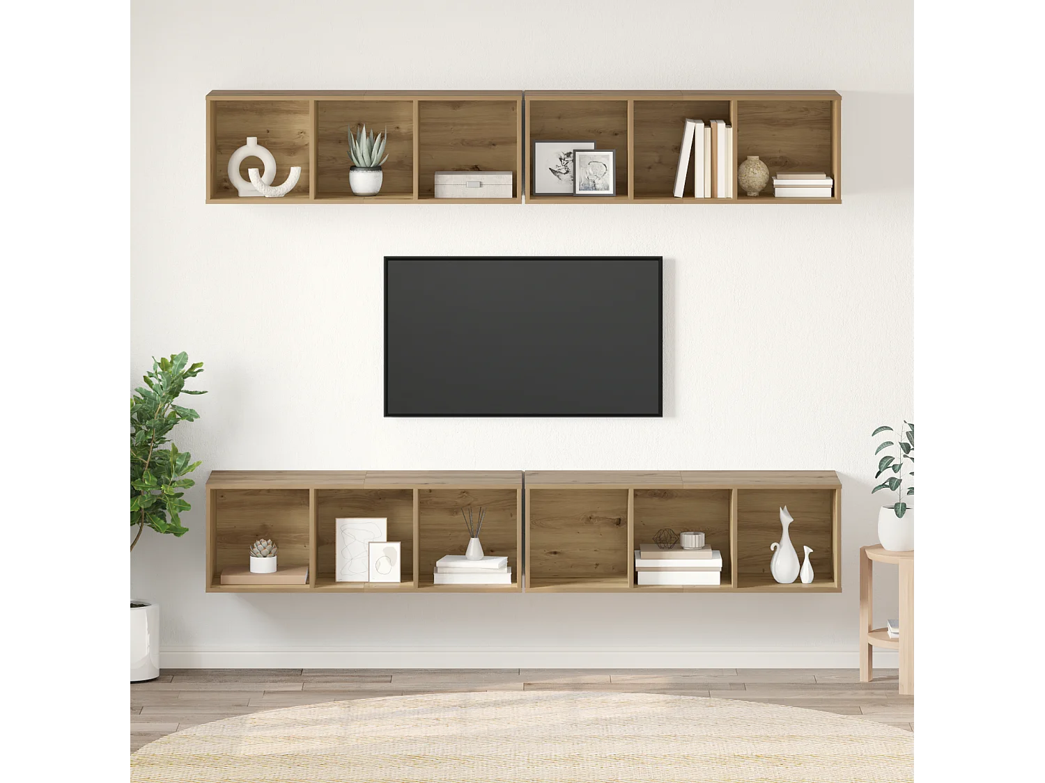 Mueble de TV | Mueble de salón de Pared 4 pcs Roble artisan 37 x 37 x 107.5 cm