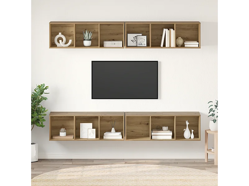 Mueble de TV | Mueble de salón de Pared 4 pcs Roble artisan 37 x 37 x 107.5 cm