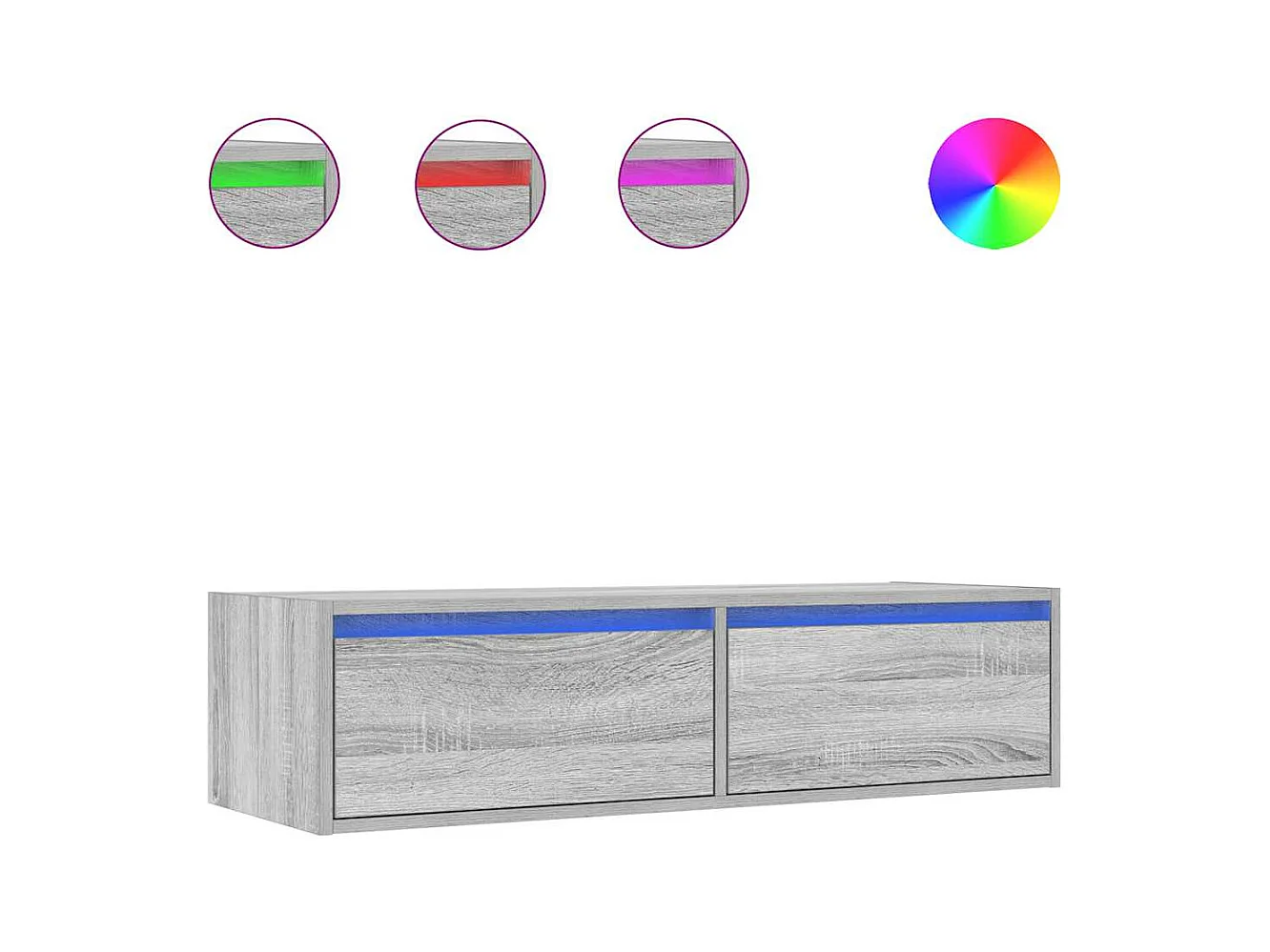 Tv-meubel | Tv-Bank | TV-kastmet LED-verlichting 100X35,5x25 cm grijs sonoma eiken