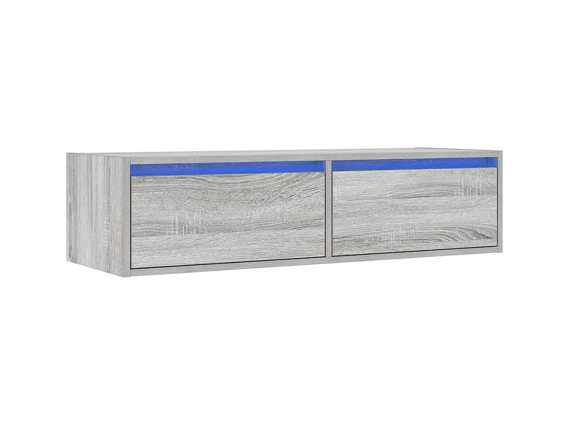 Tv-meubel | Tv-Bank | TV-kastmet LED-verlichting 100X35,5x25 cm grijs sonoma eiken