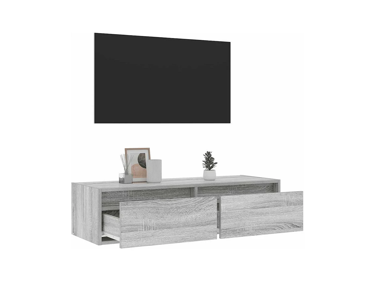 Tv-meubel | Tv-Bank | TV-kastmet LED-verlichting 100X35,5x25 cm grijs sonoma eiken