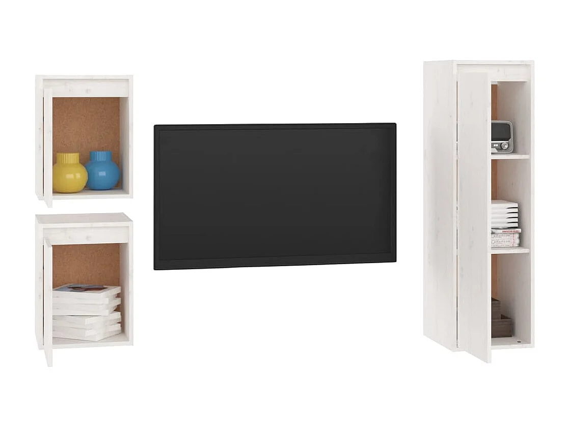 Meubles TV | Bancs TV | Armoires TV 3 pcs Blanc Bois massif de pin